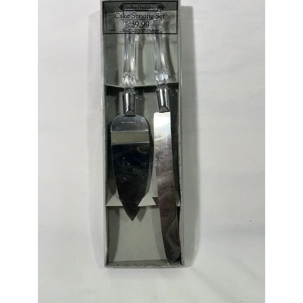 VTG 2003‎ Endless Possibilities Cake Serving Set Stainless Steel Clear Handles